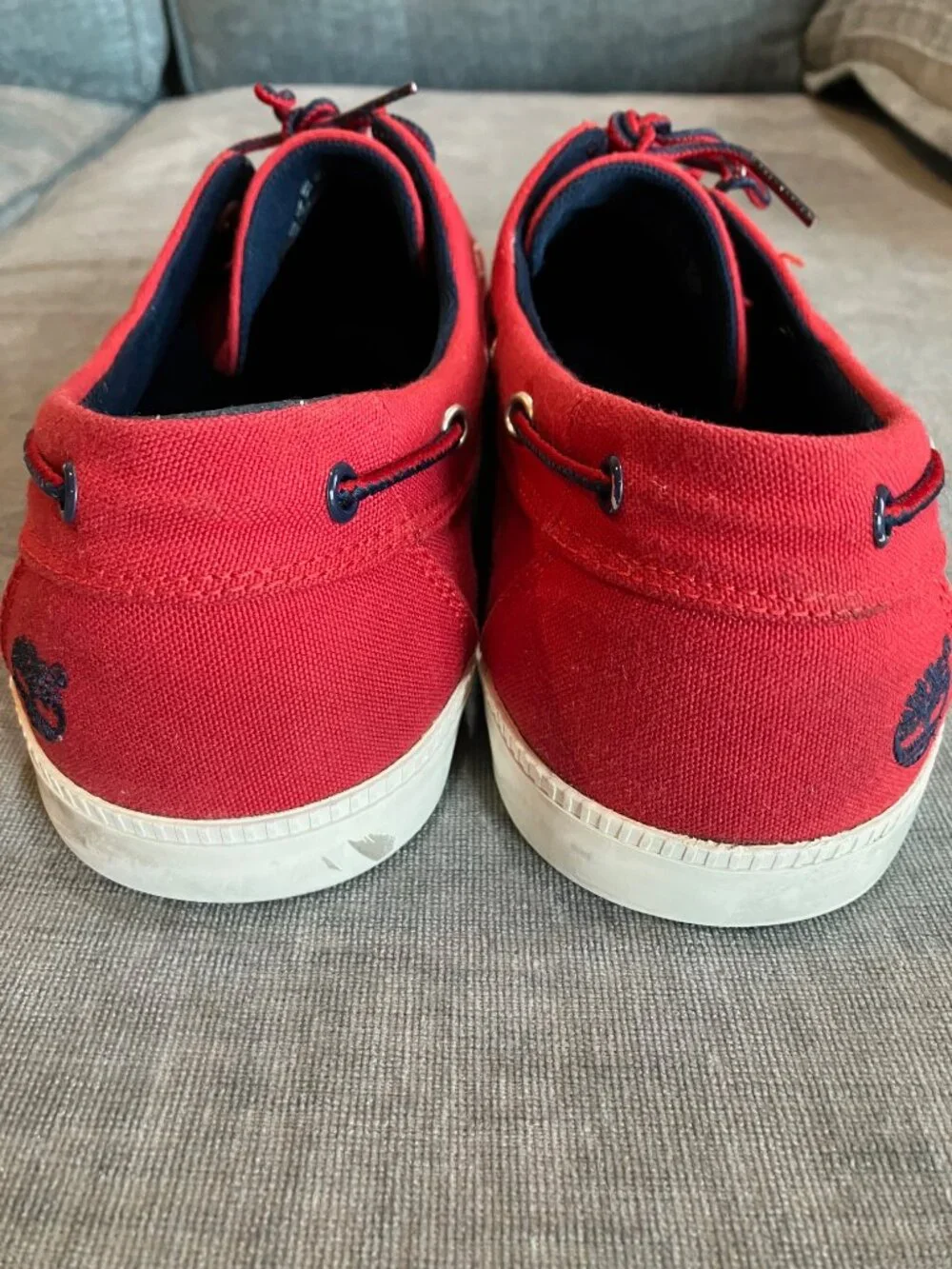 Timberland Mens 10.5 Red Canvas Boat Shoes Deck Loafers 1973 Preppy Nautical